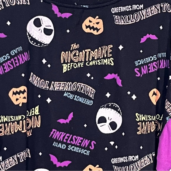 6/$25 Nightmare Before Christmas Women's Pajama Top - Black and Purple - Picture 3 of 3